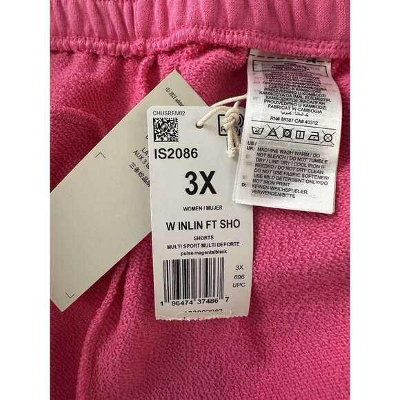 adidas Plus Size Essentials Linear Logo French Terry Shorts Women's 3X Pink New - Picture 9 of 13